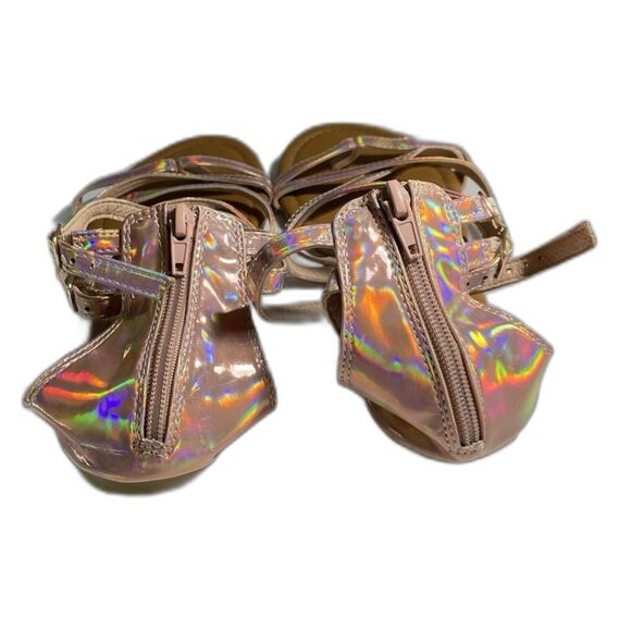 Luffymomo Pink iridescent feminine Women's Gladiator Strappy Sandals Size 8 - Picture 7 of 15